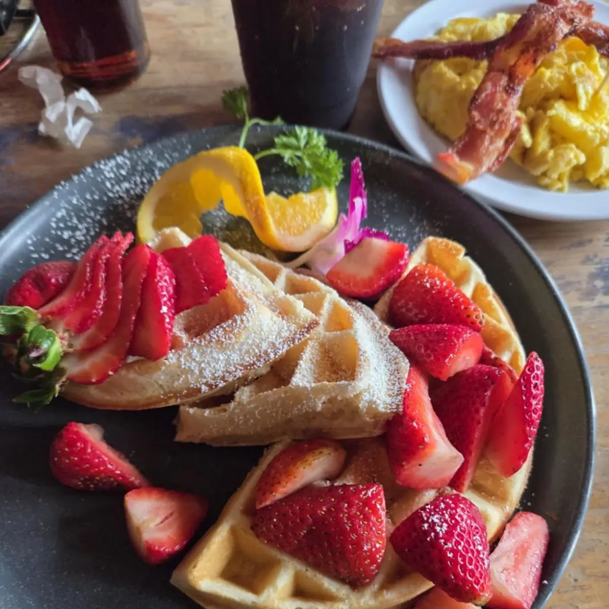 Belgian Waffle w Fresh Strawberries
