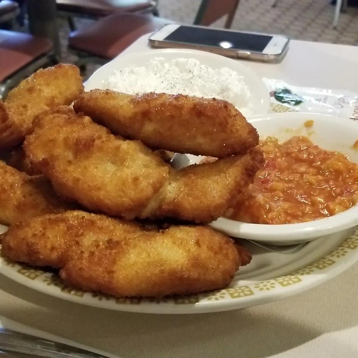 Chicken Strip Dinner with Hot Sauce