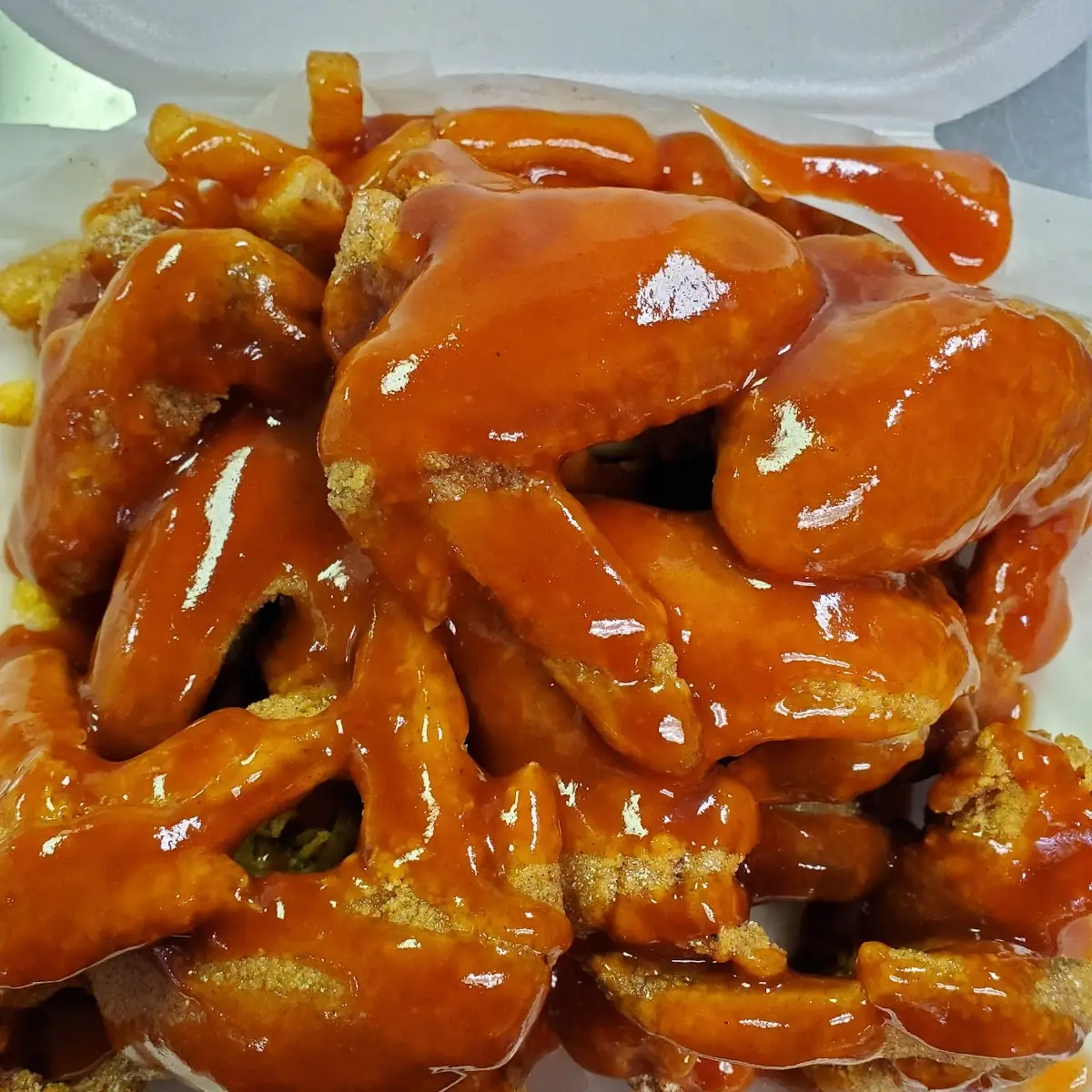 Fried Chicken with Mild Sauce on Top
