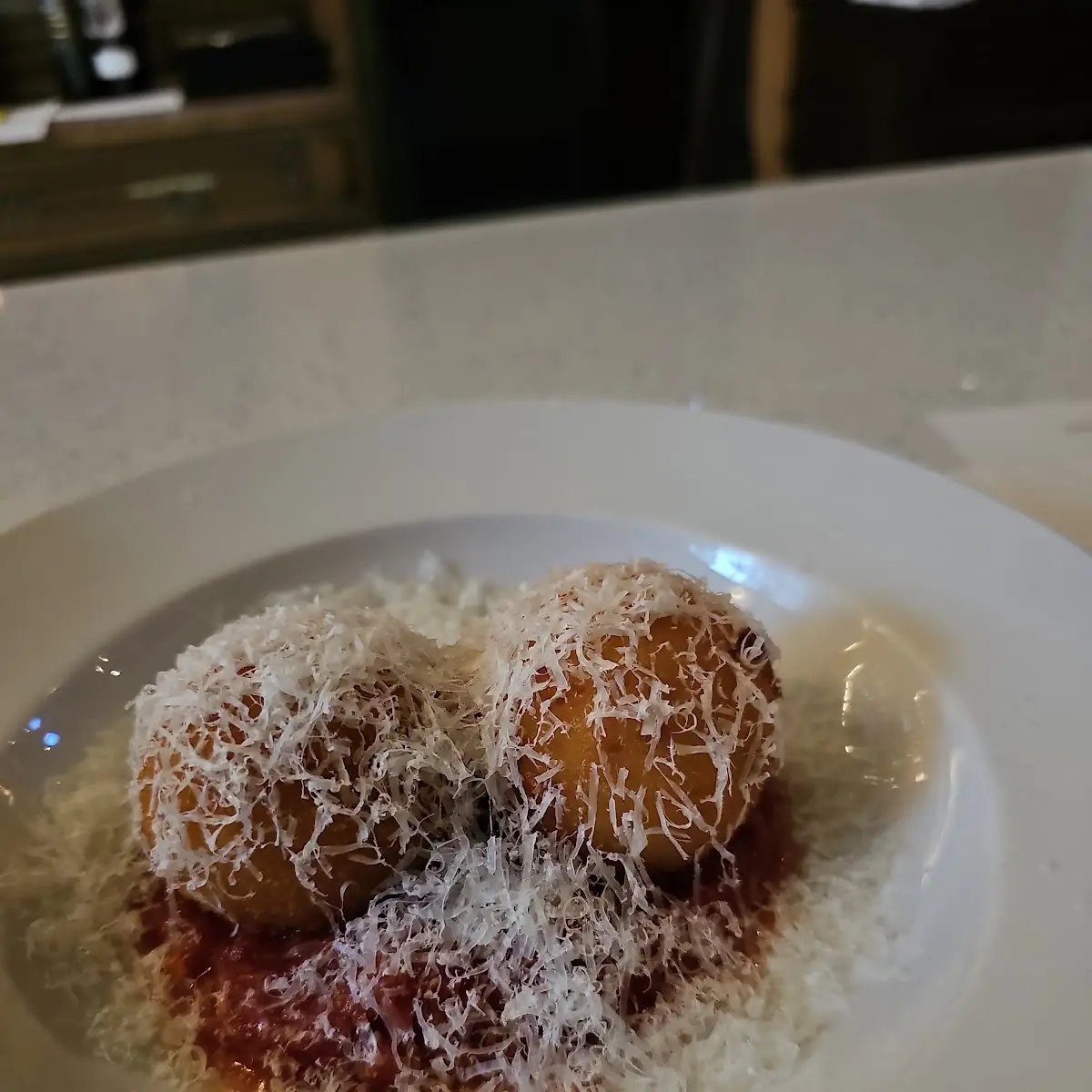 Fried Cheese Balls with Tomato Sauce