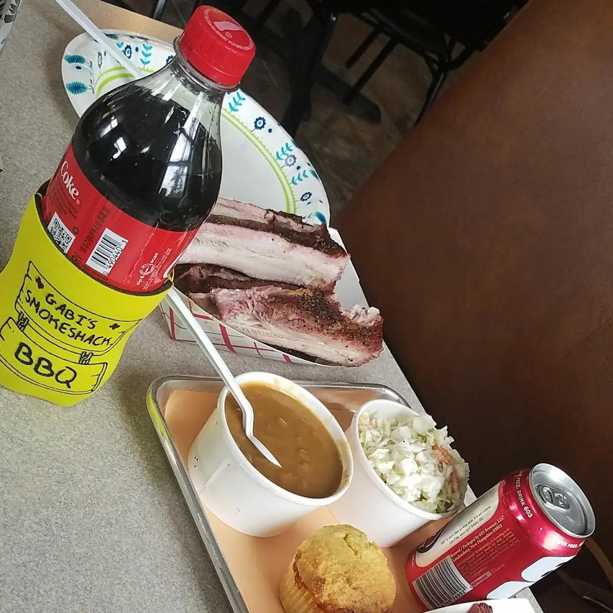 Ribs Corn Bread Baked Beans Coleslaw