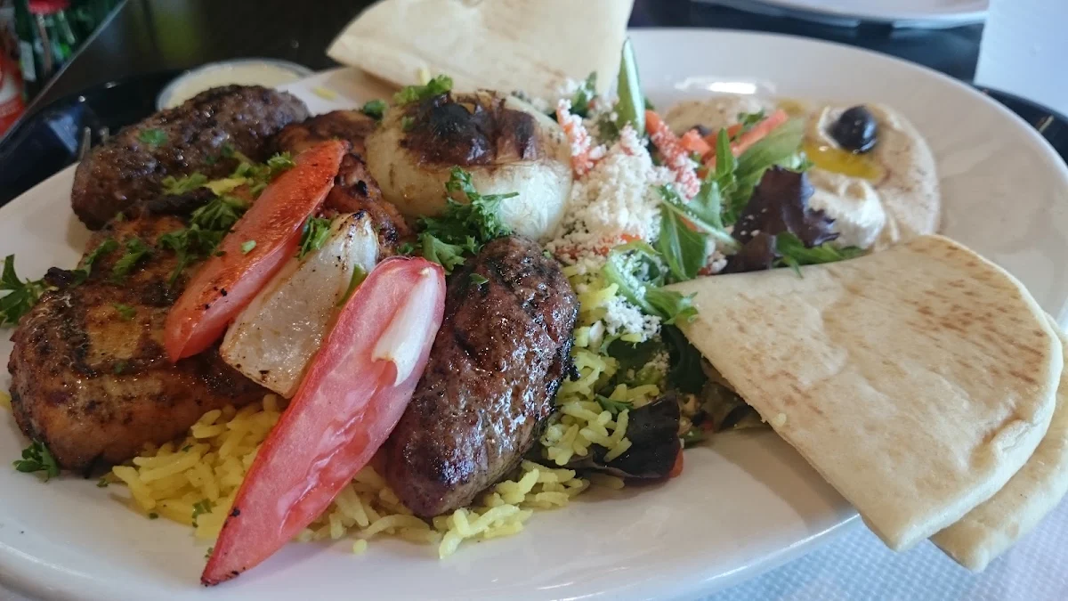 Beef Lamb Chicken Kabob Plate