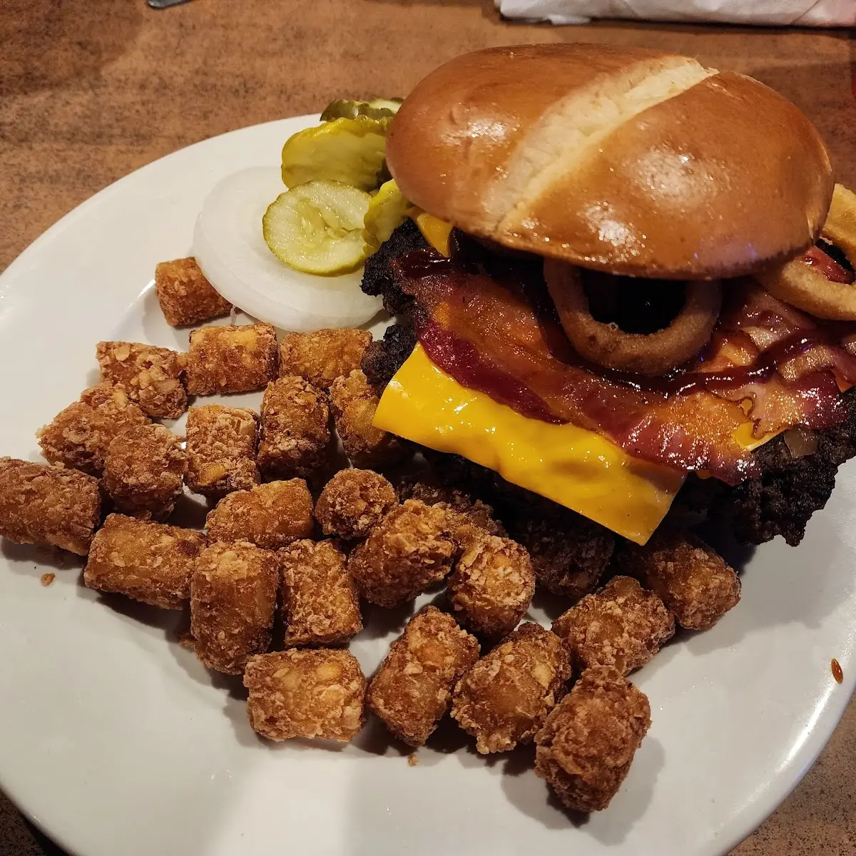 Cowboy Burger and Tots