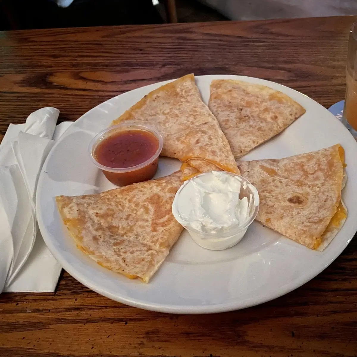 Cheese Quesadilla with Salsa & Sour Cream