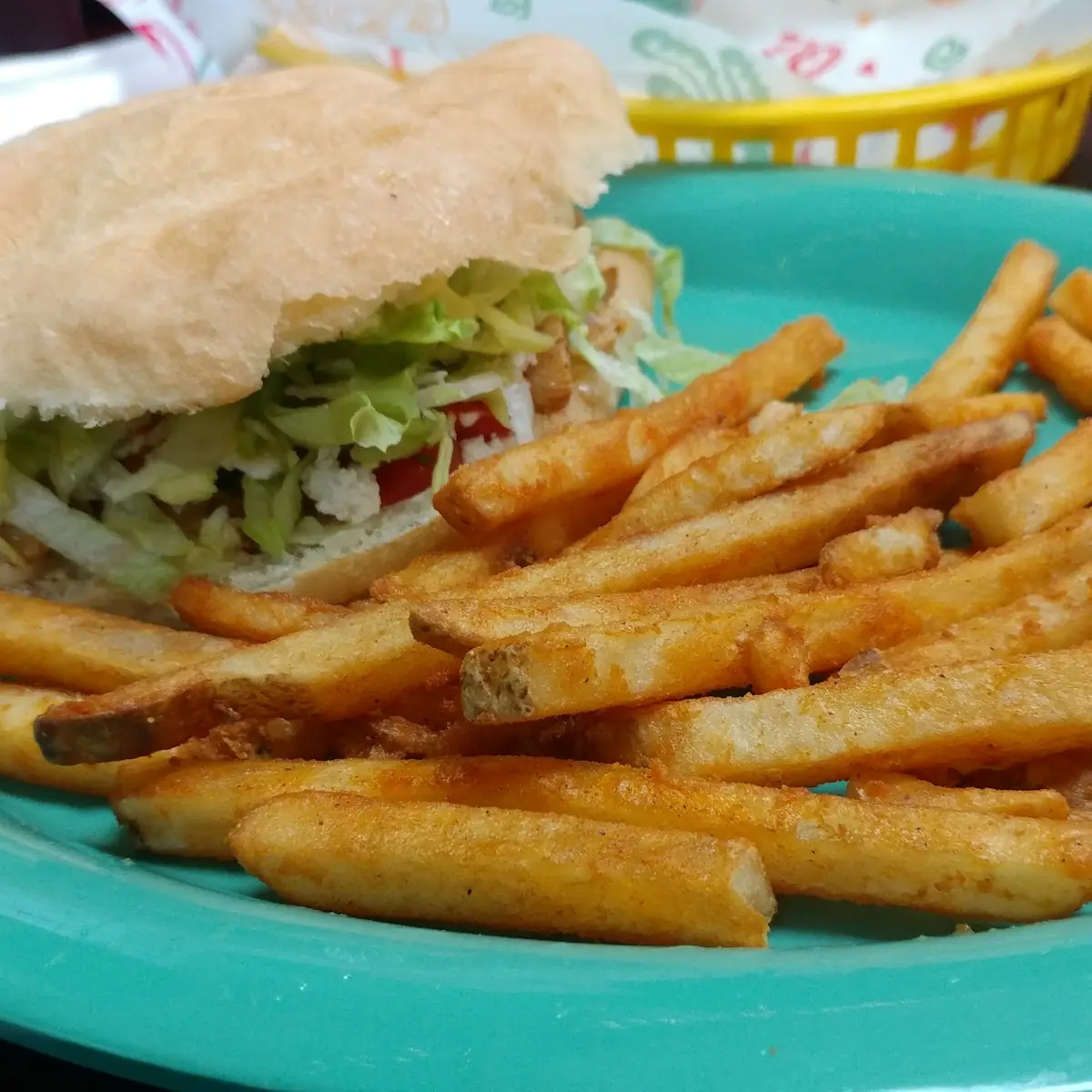 Chicken Torta and Fries