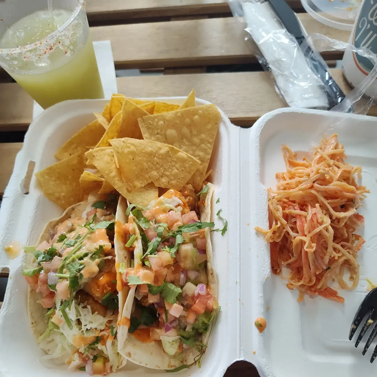 Fish Tacos and Crab Salad
