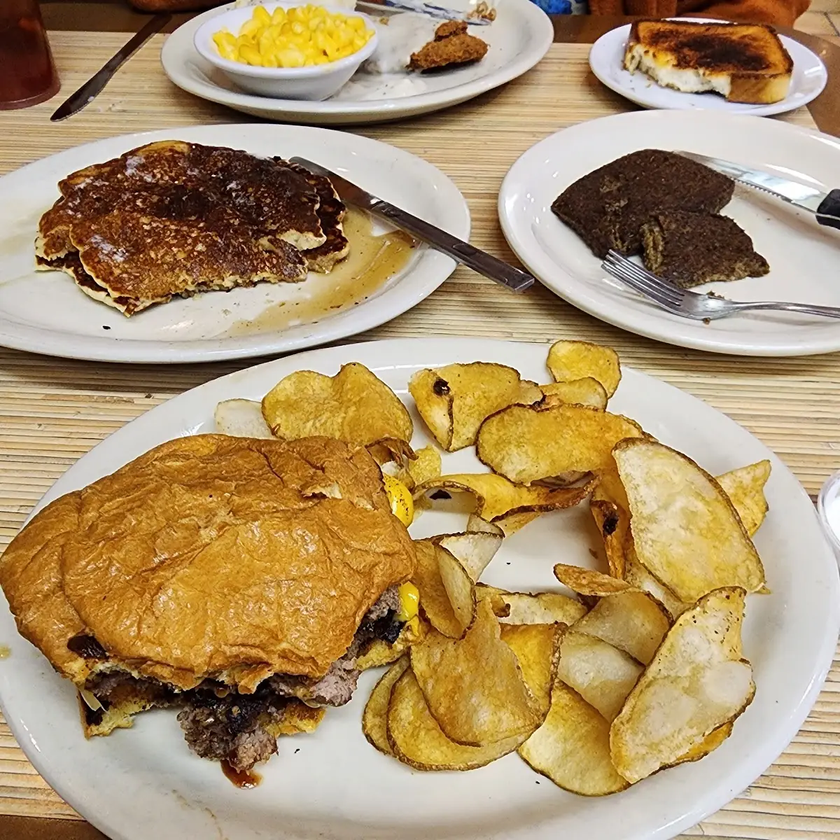 Crossroads Signature Double Stack Burger and Pub Chips