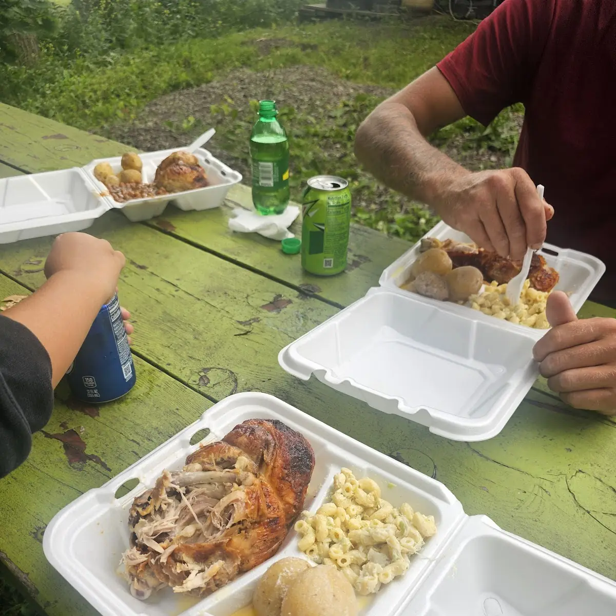 Chicken Dinner with Salt Potatoes and Mac Salad