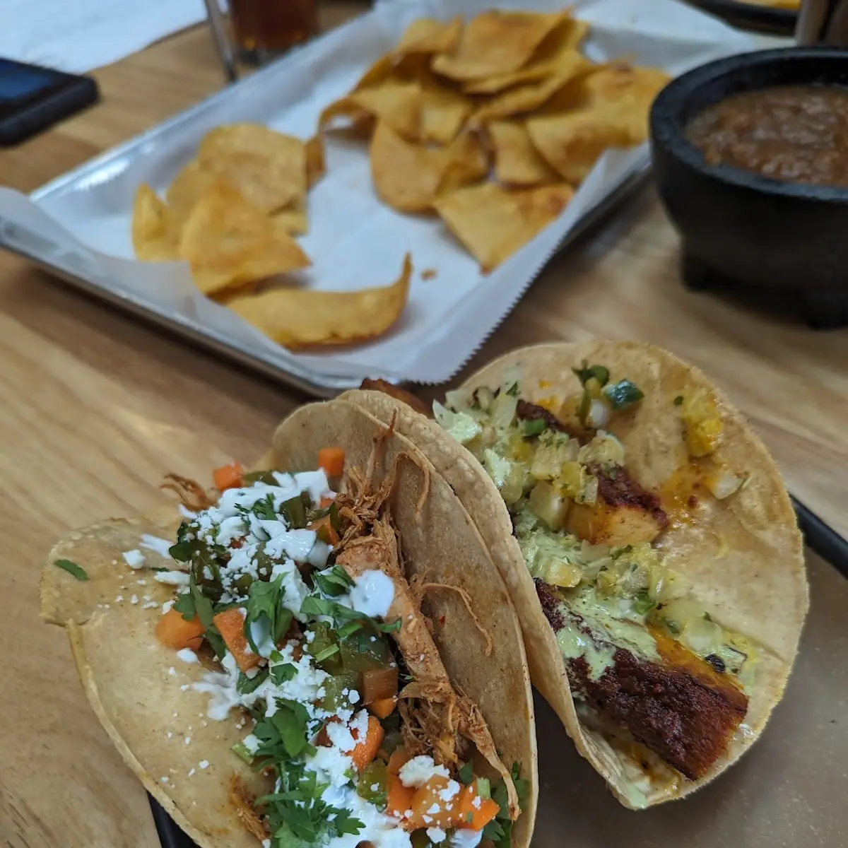 Chicken Mole and Pork Belly Tacos