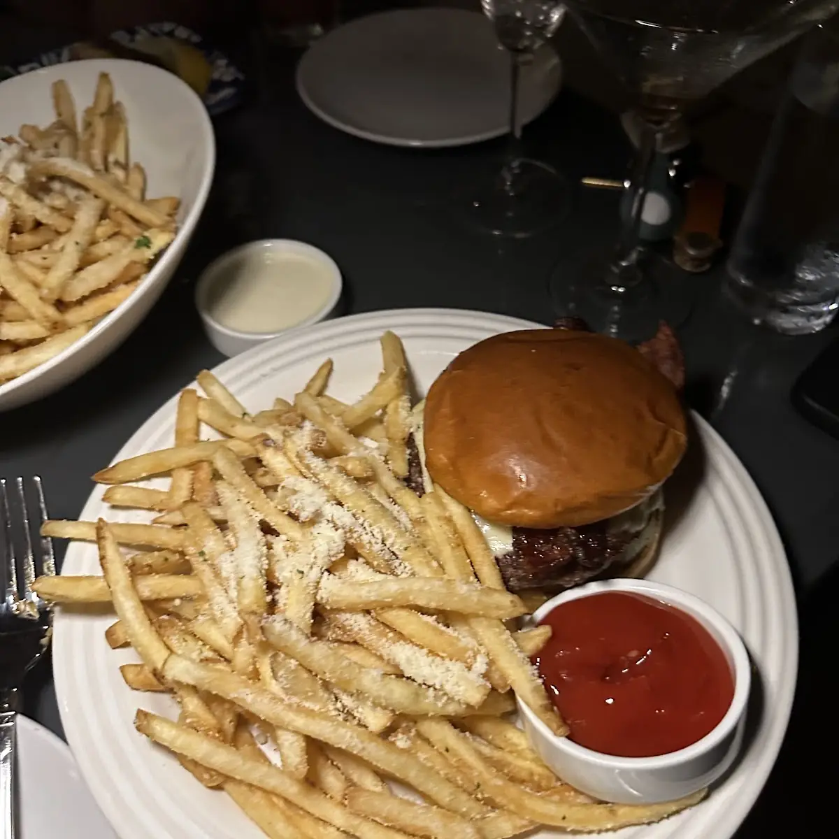 Burger with Truffle Fries and a Drink