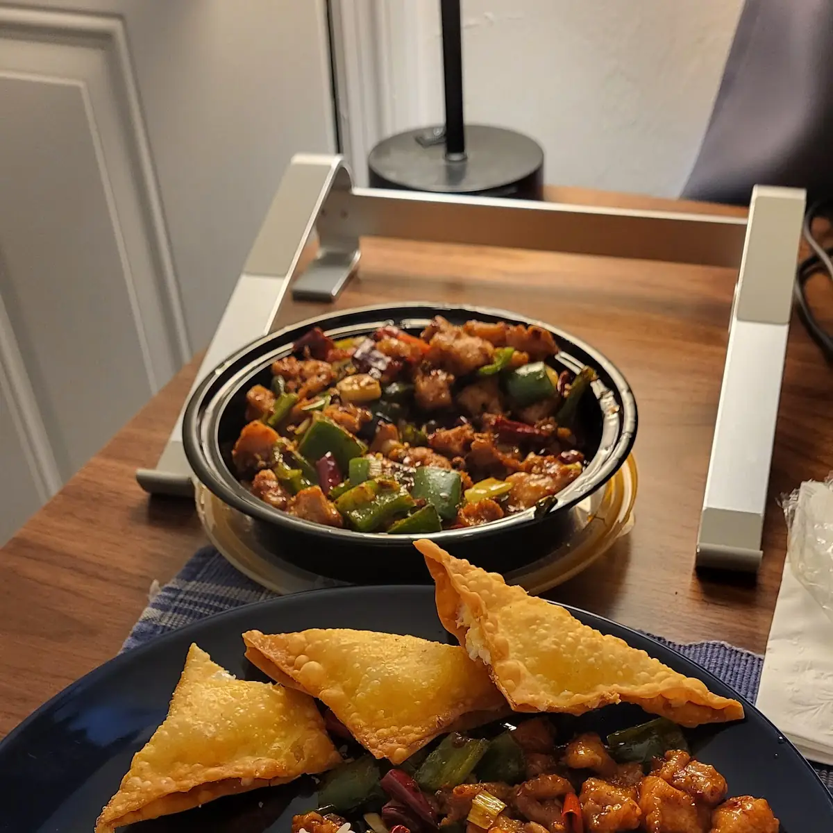 Crab Rangoon and Three Pepper Chicken