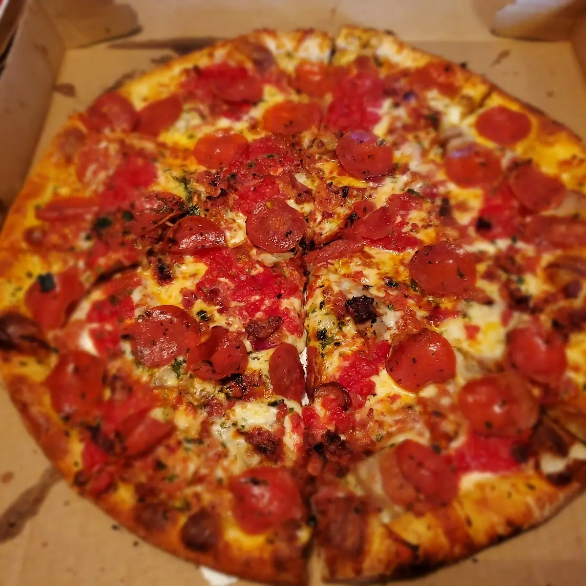 Spicy Pulled Pork Pepperoni Bacon & Sausage