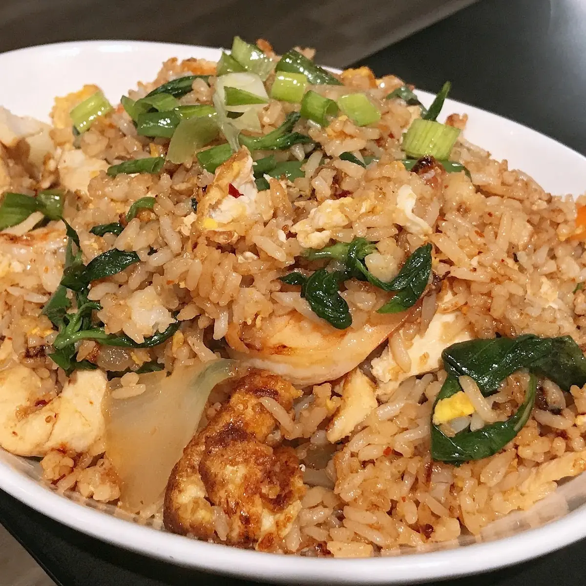 Basil Fried Rice with Shrimps and Chicken