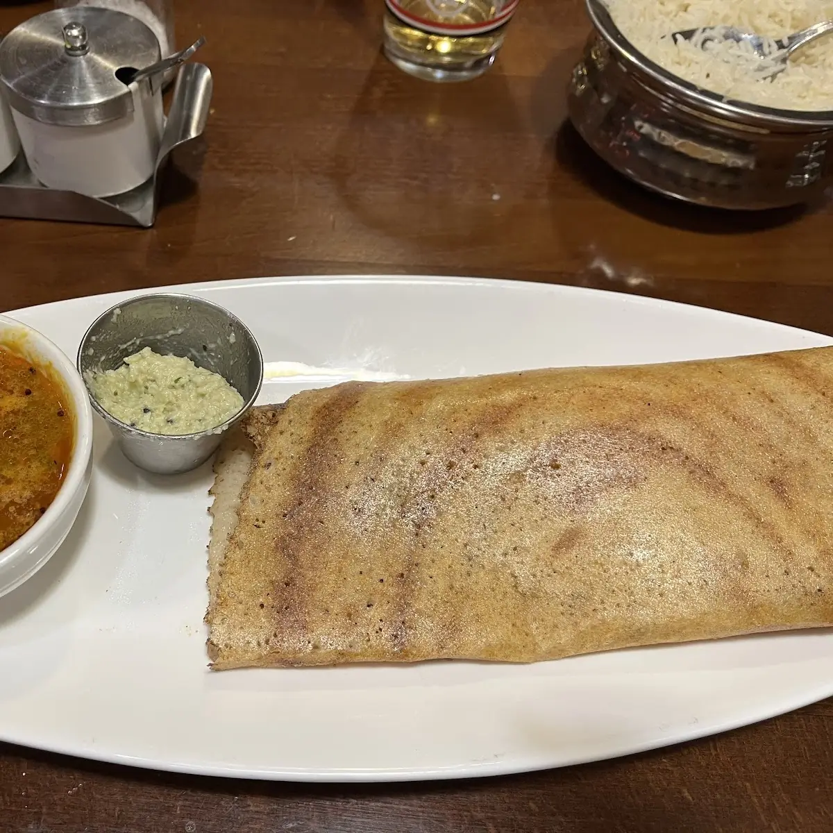 Dosa with Coconut Chutney and Sambar Soup