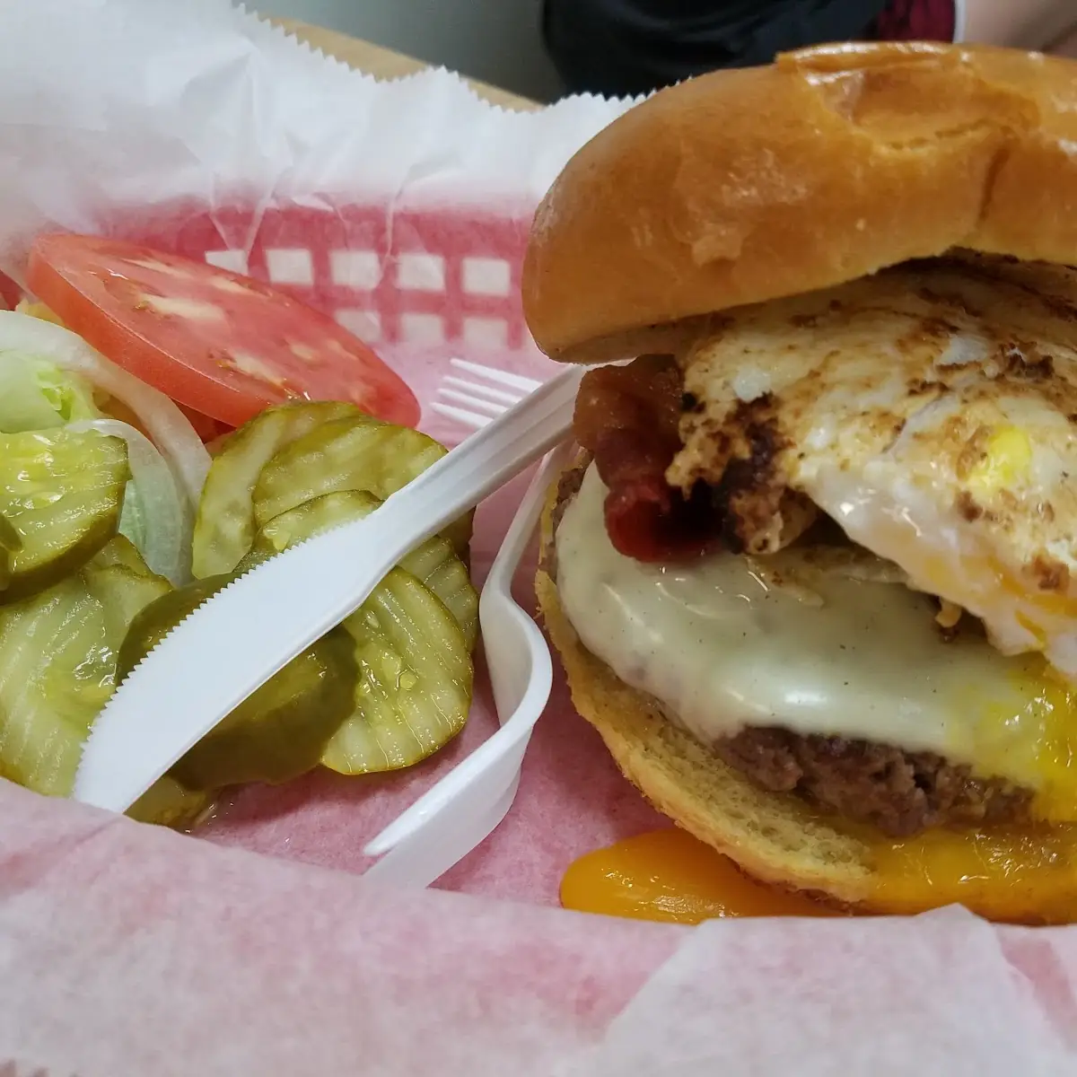 Bacon Cheeseburger and Onion Rings