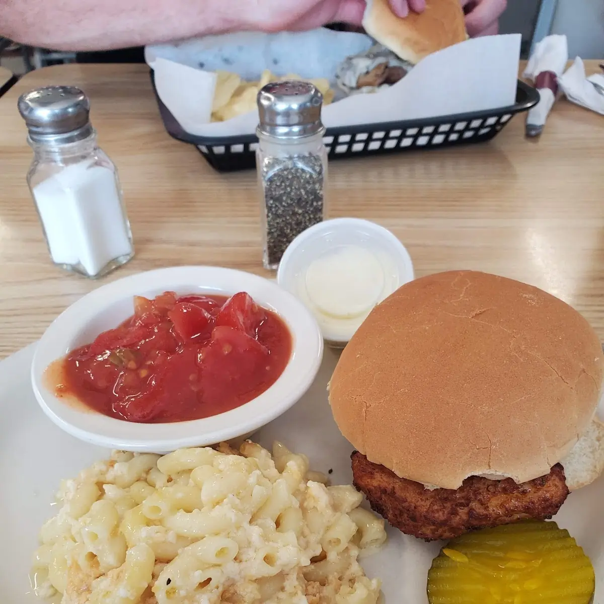 Fish Sandwich with Stewed Tomatoes