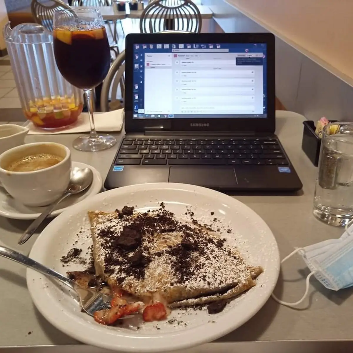 Oreo Crepe with Strawberries Cappuccino Red Sangria