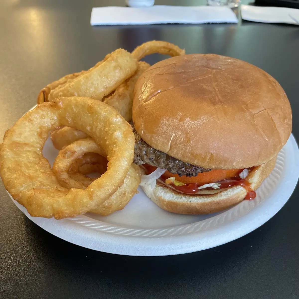 Onion Rings and a Burger