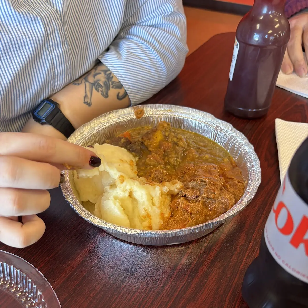 Buffet with Fufu Peanut Stew and Goat Curry