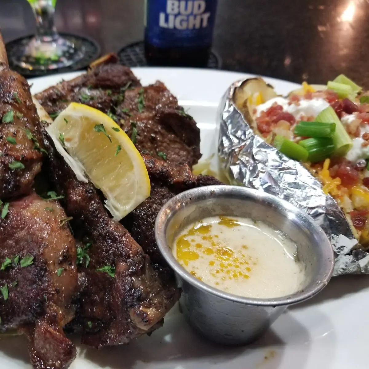 Grilled Lamb Chops Ribeye Steak & Shrimp