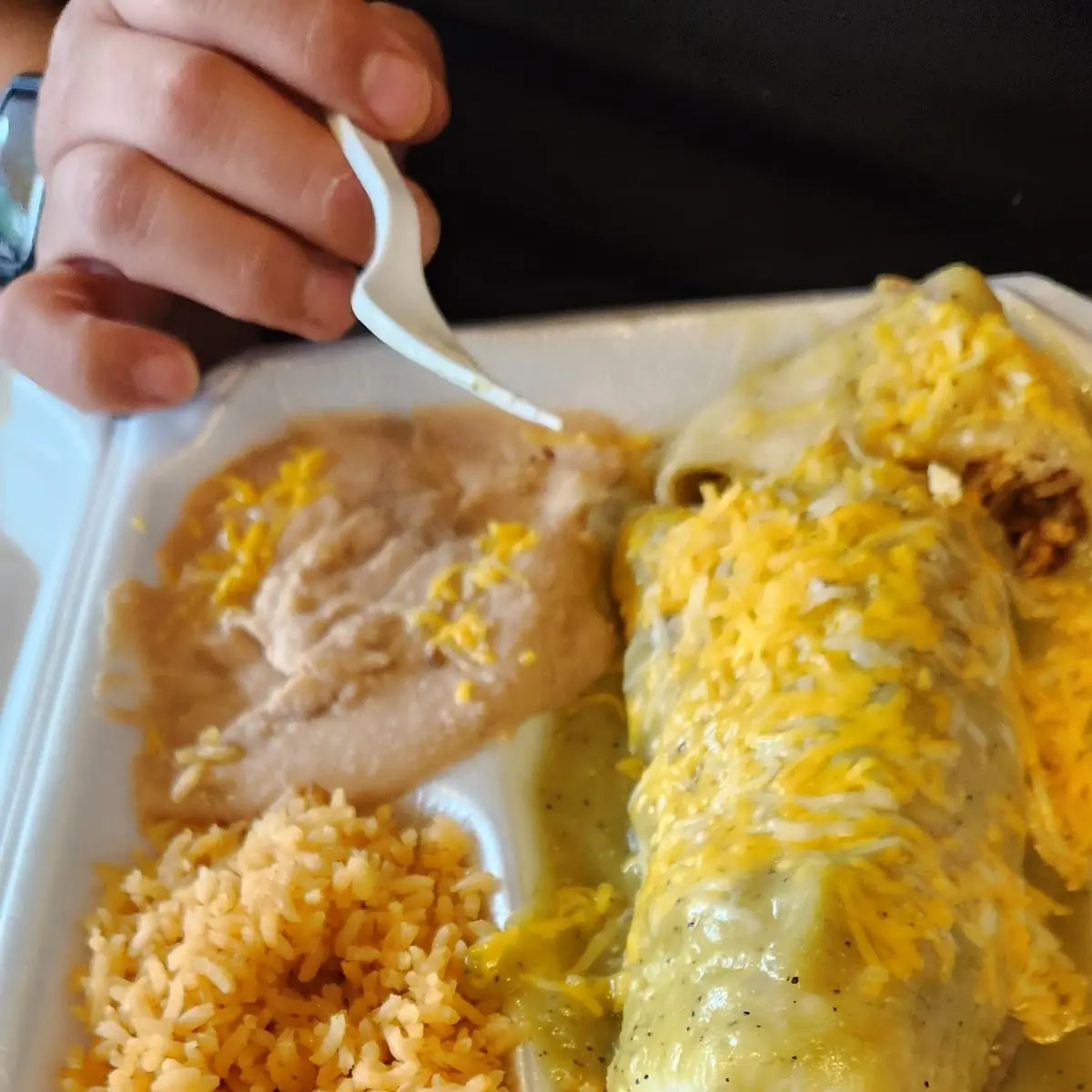 3 Rolled Tacos with Guacamole Rice & Beans