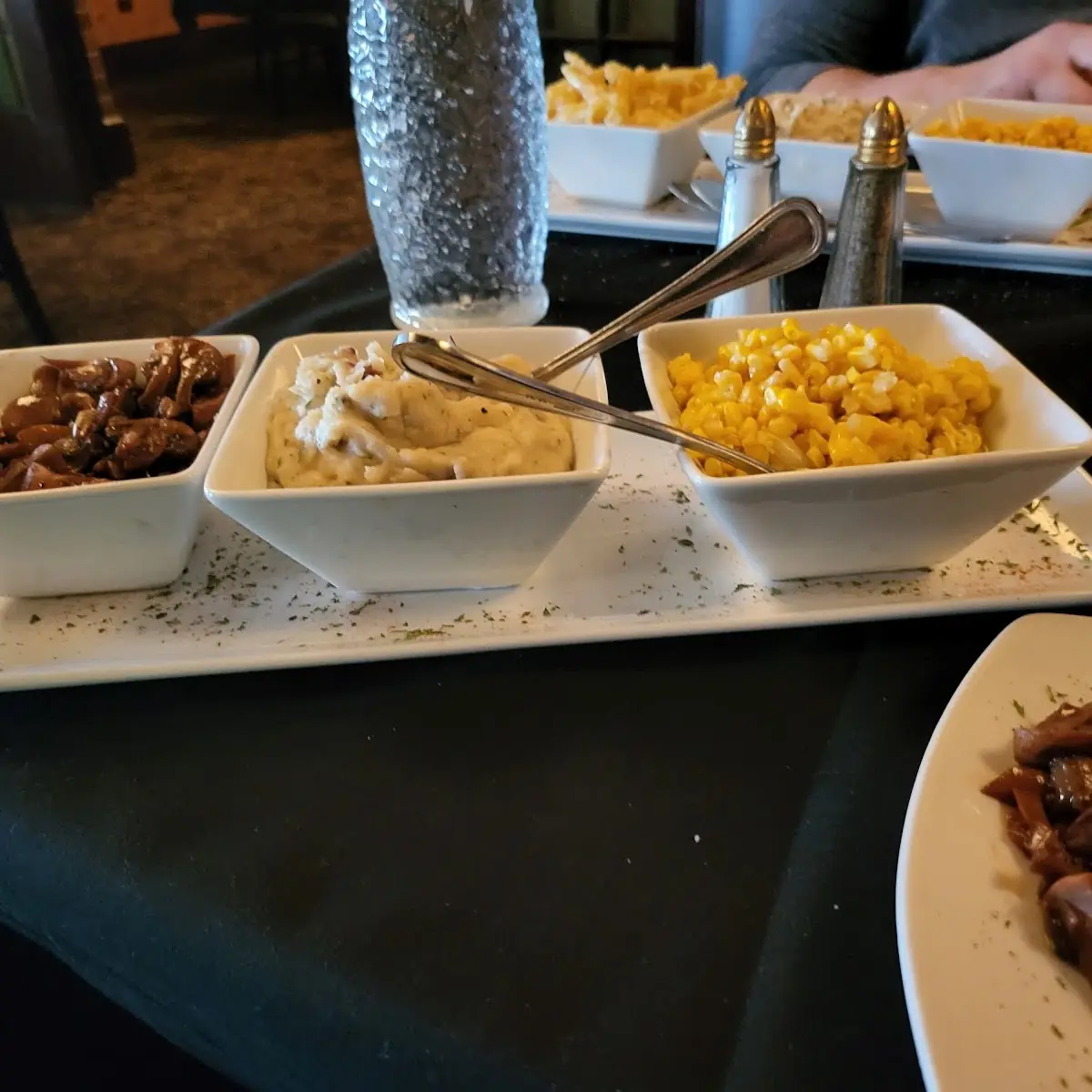 Mushrooms Mashed Potatoes and Buttered Corn