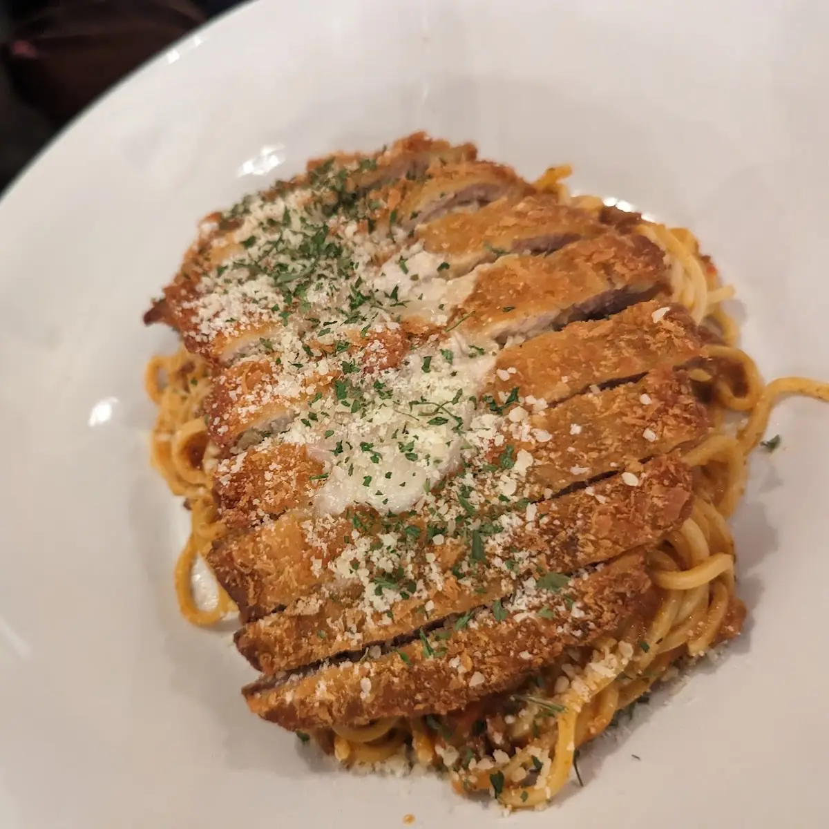 Wagyu Meat Sauce Pasta with Premium Pork Cutlet