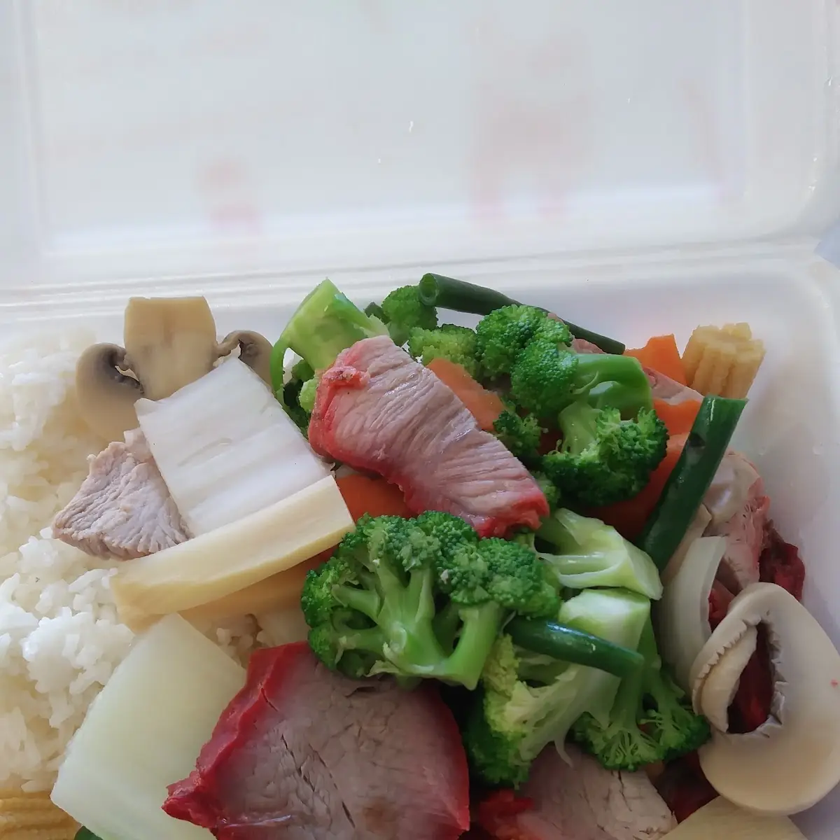 Steamed Vegetables with Roast Pork