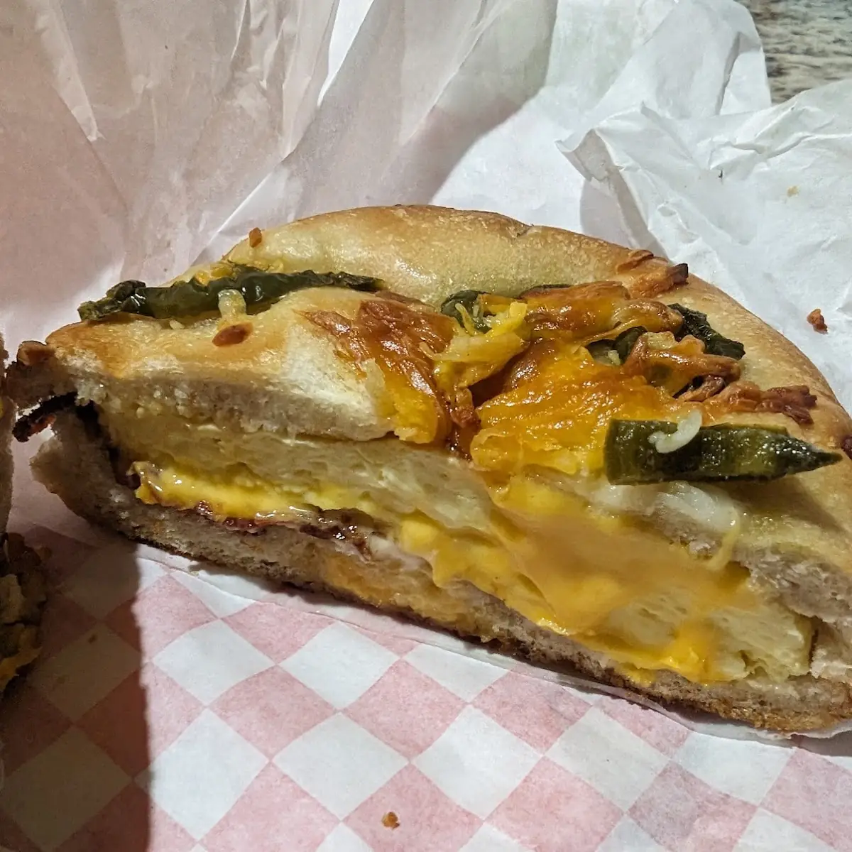 5 Bacon Egg Cheese Jalapeno Bagel Sandwich