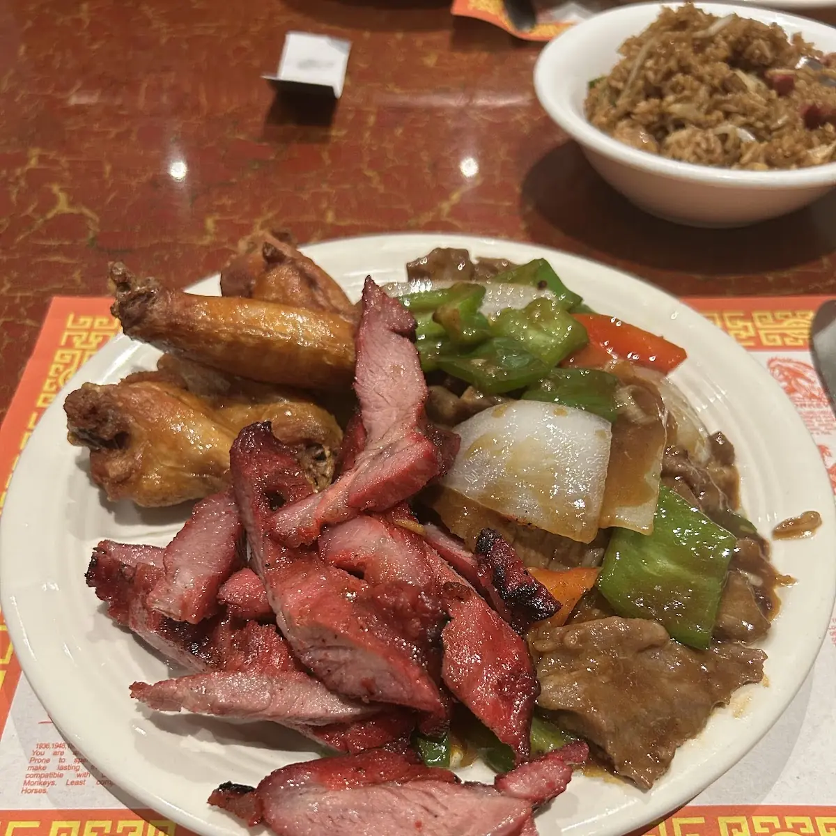 Boneless Ribs Chicken Wings and Beef with Peppers