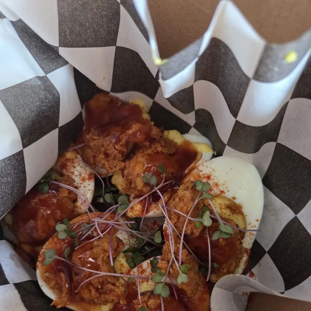 Deviled Eggs with Fried Chicken