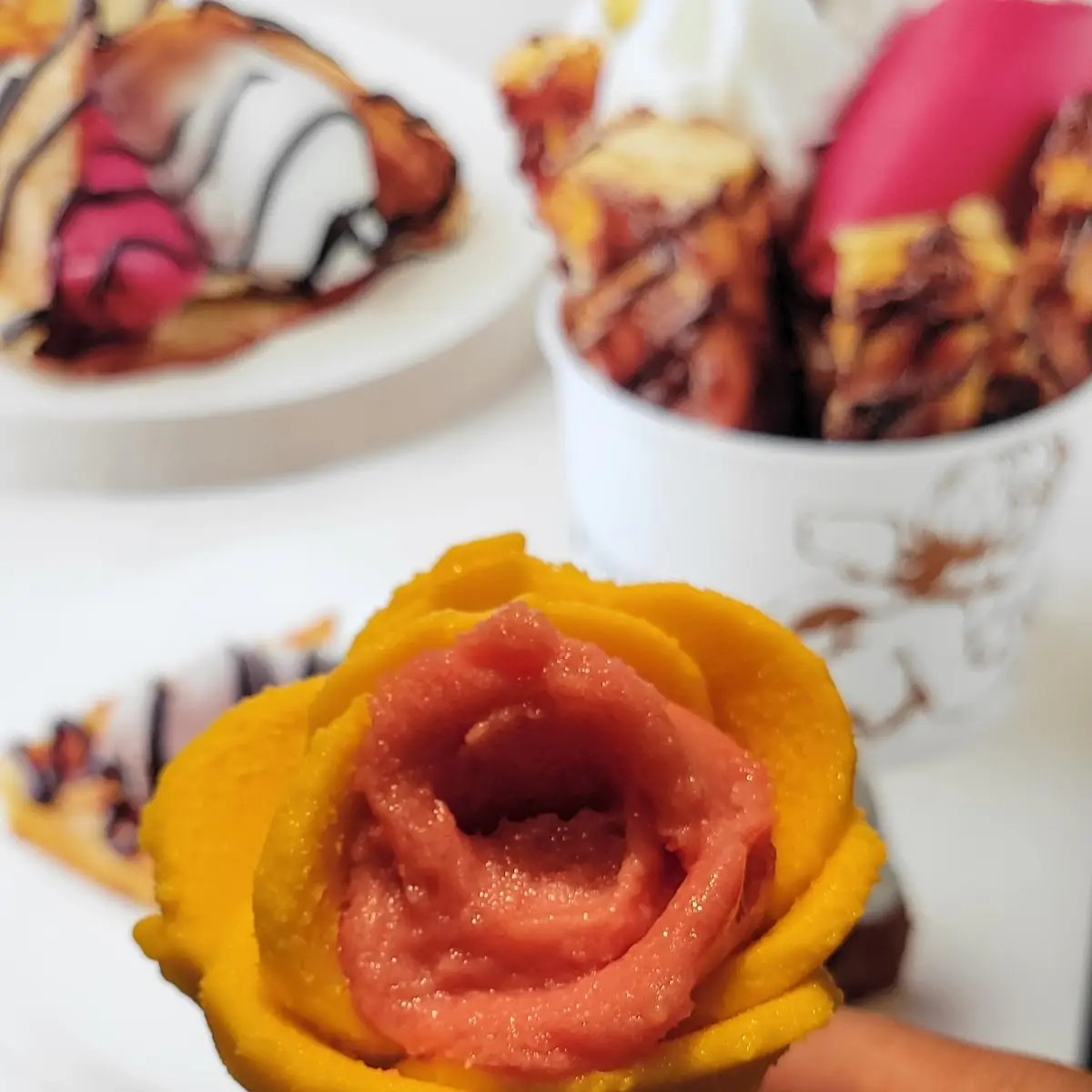 Gelato with Crepe Waffle