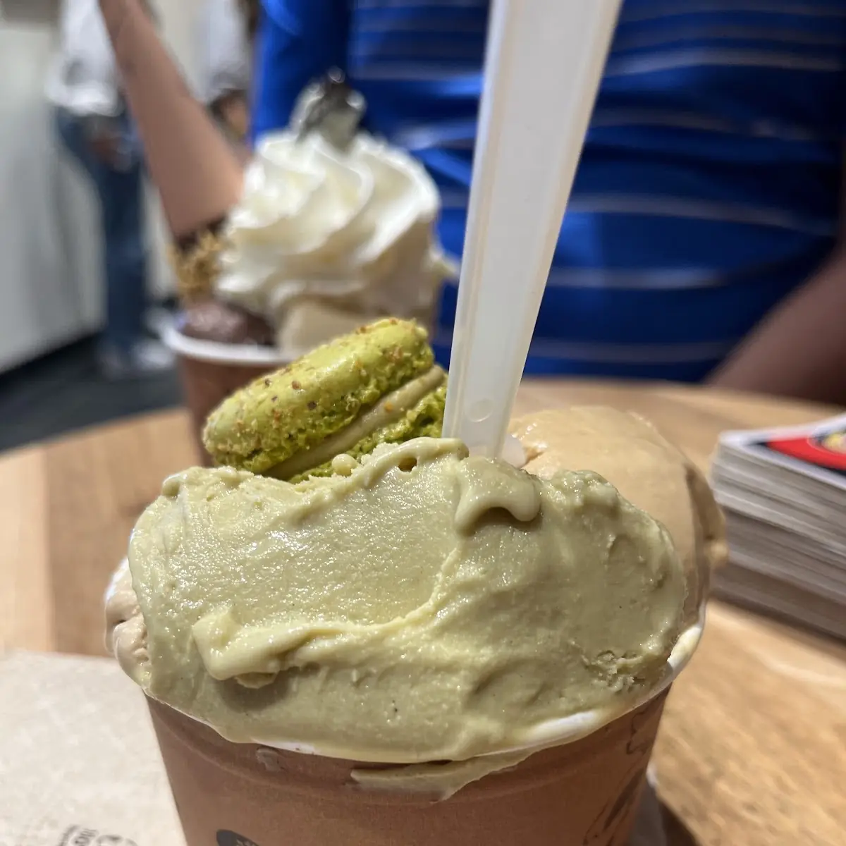Pistachio and Macron with Hazelnut Gelato
