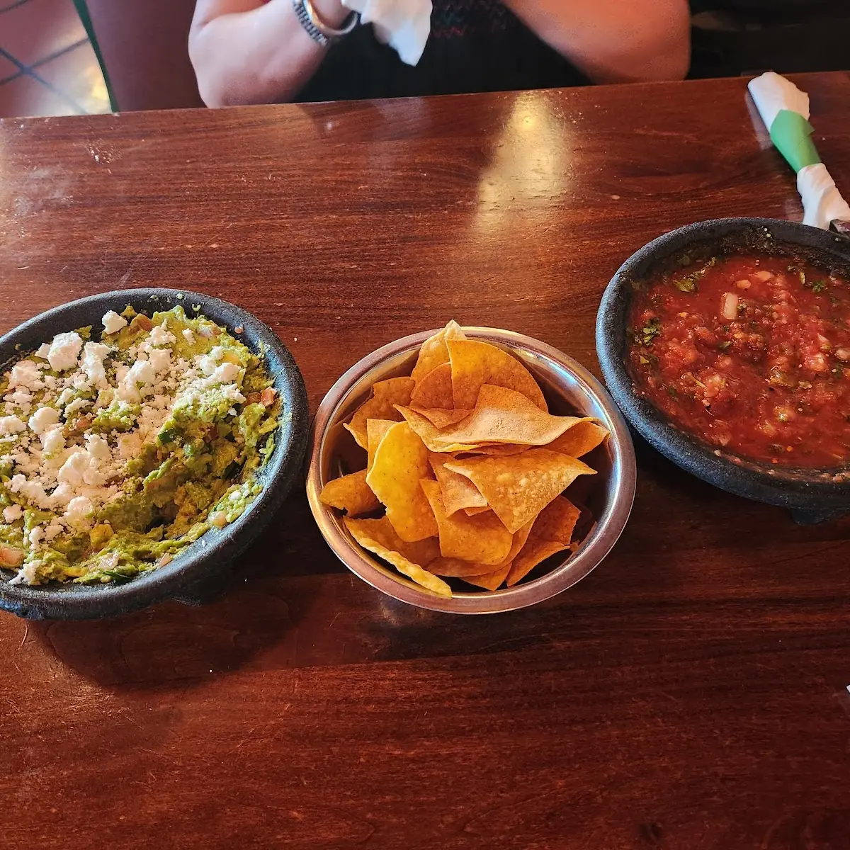 Table Made Guacamole and Salsa