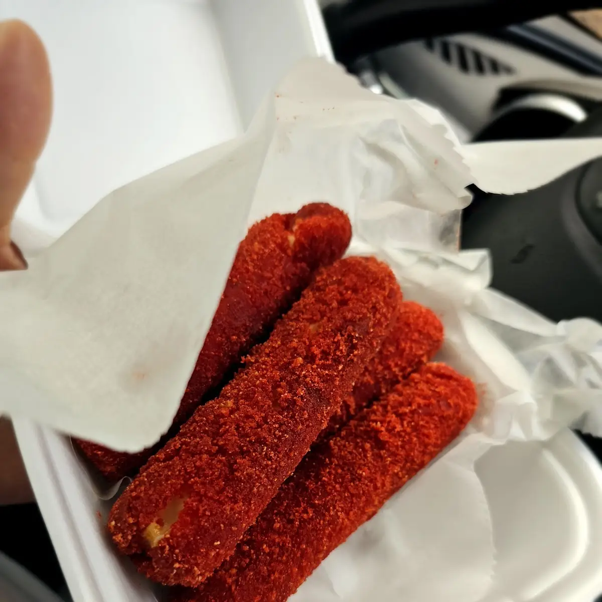 Hot Cheeto Mozzarella Cheese Sticks