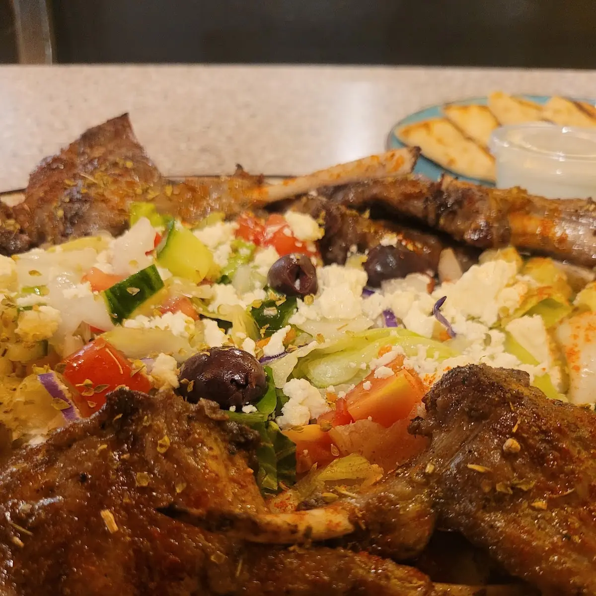 Lamb Chops with Greek Salad