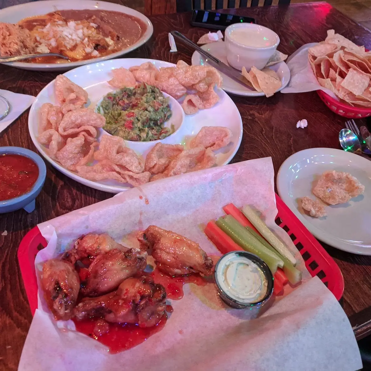 Wings Guac and Cheese Sauce with Chicharron