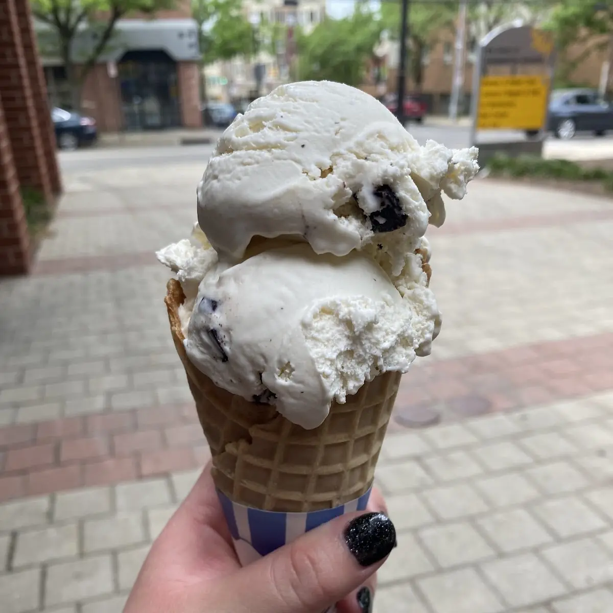 Chocolate Chip Ice Cream in a Waffle Cone
