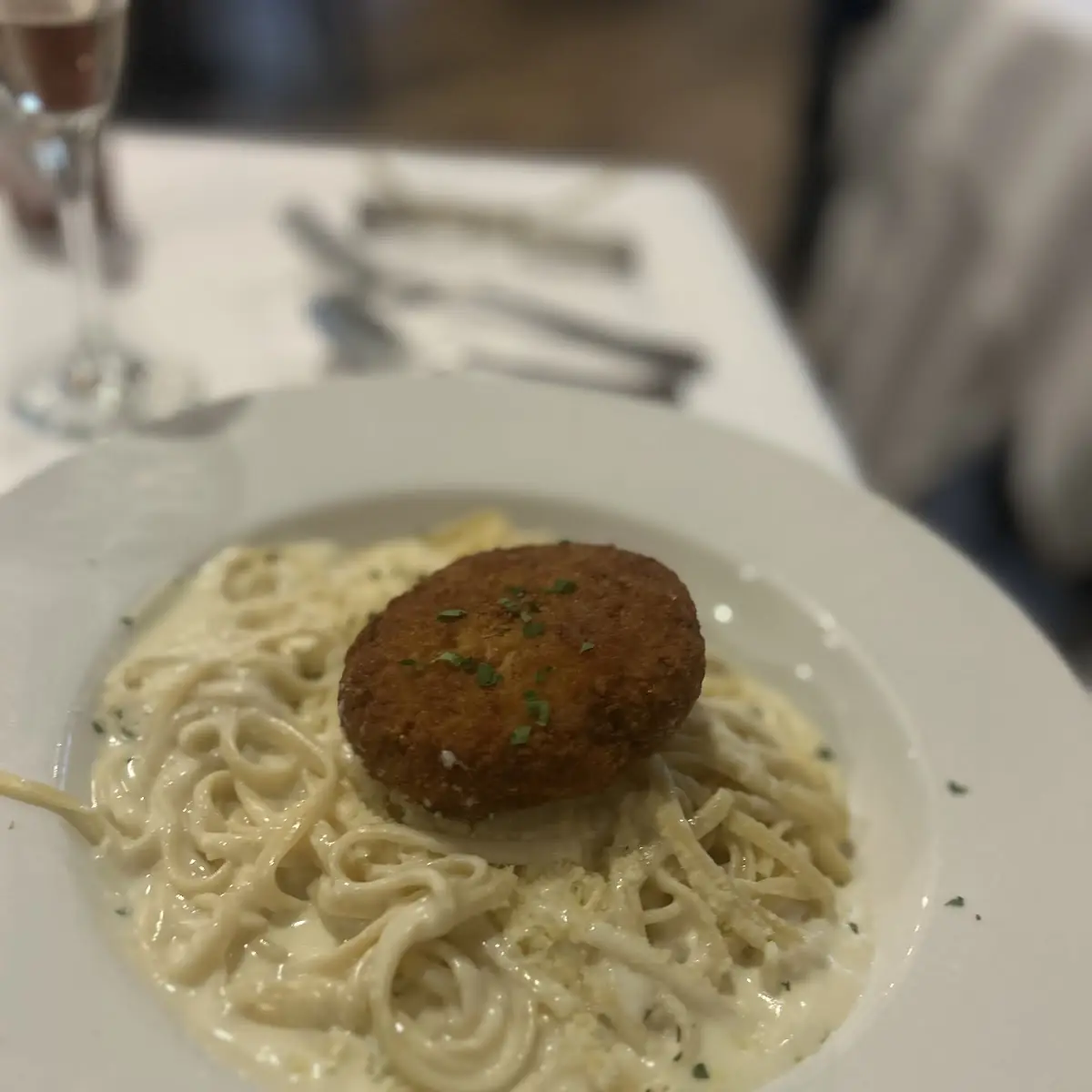 Crabcake Alfredo Pasta