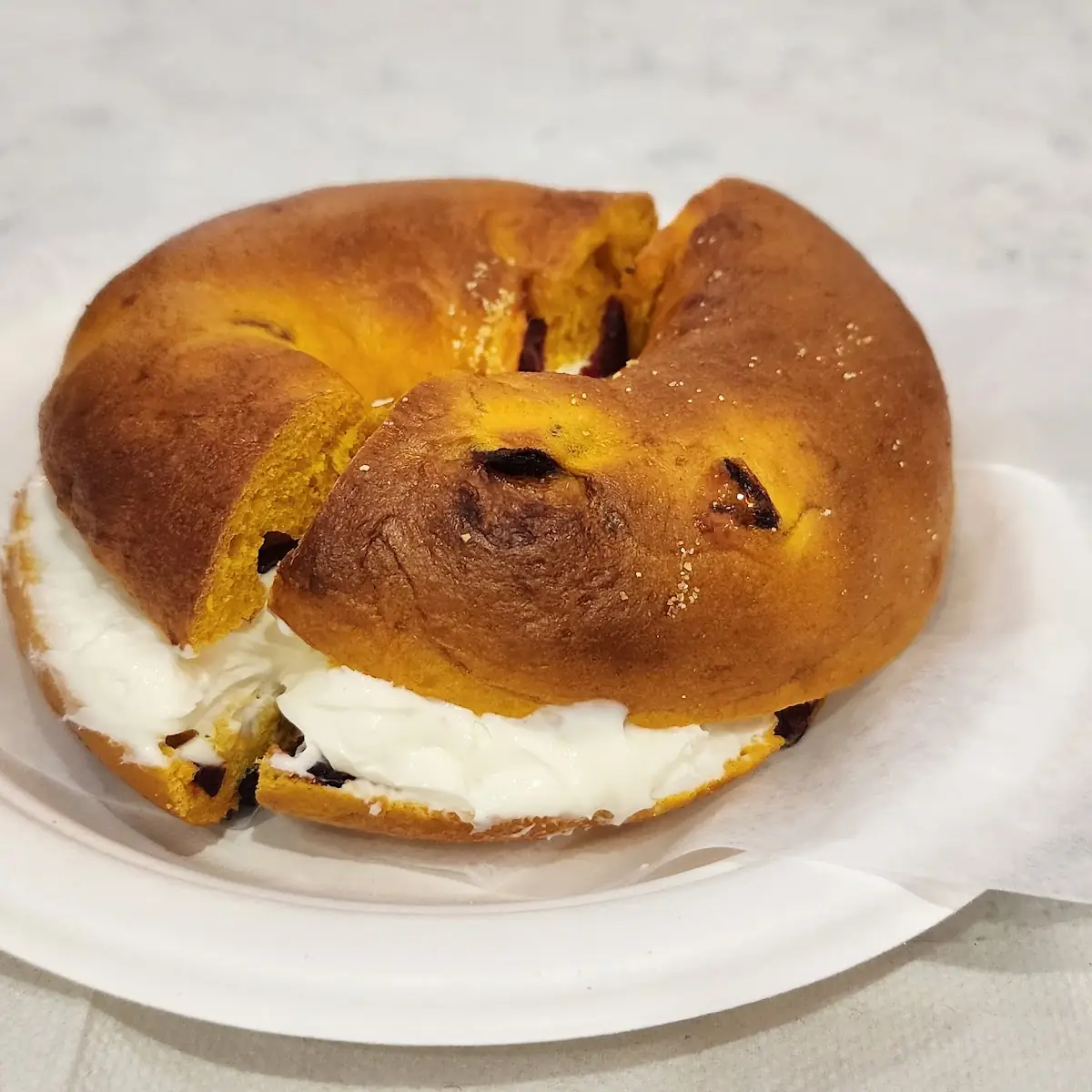 Cranberry Orange Bagel with Plain Cream Cheese