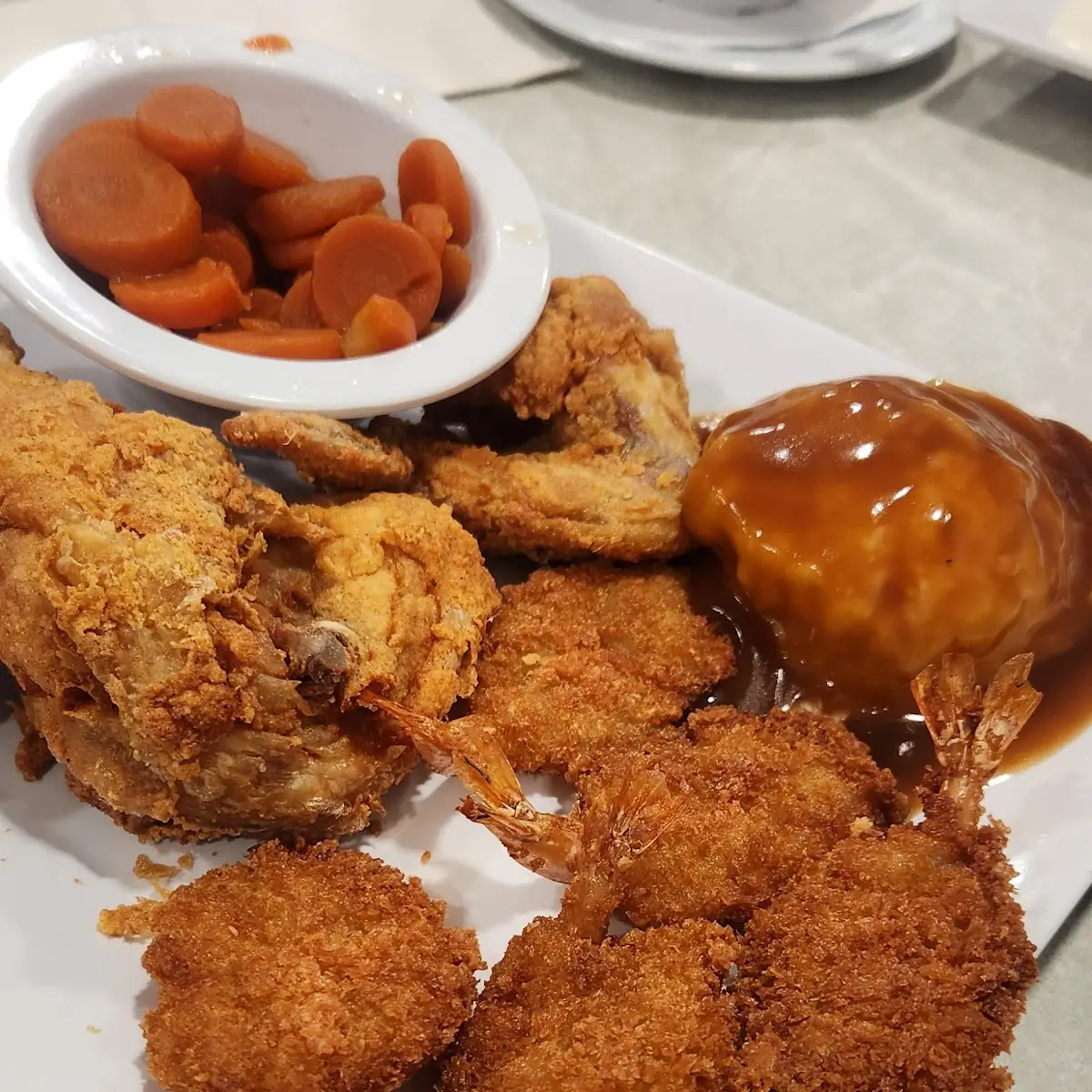 1 4 Chicken and Breaded Shrimp
