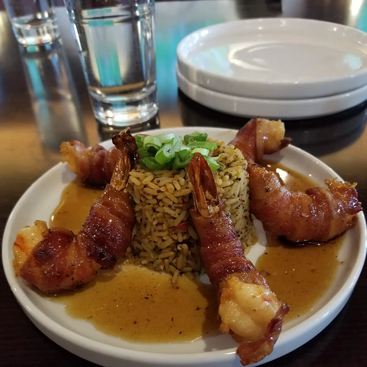 Bourbon Glazed Bacon Wrapped Shrimp
