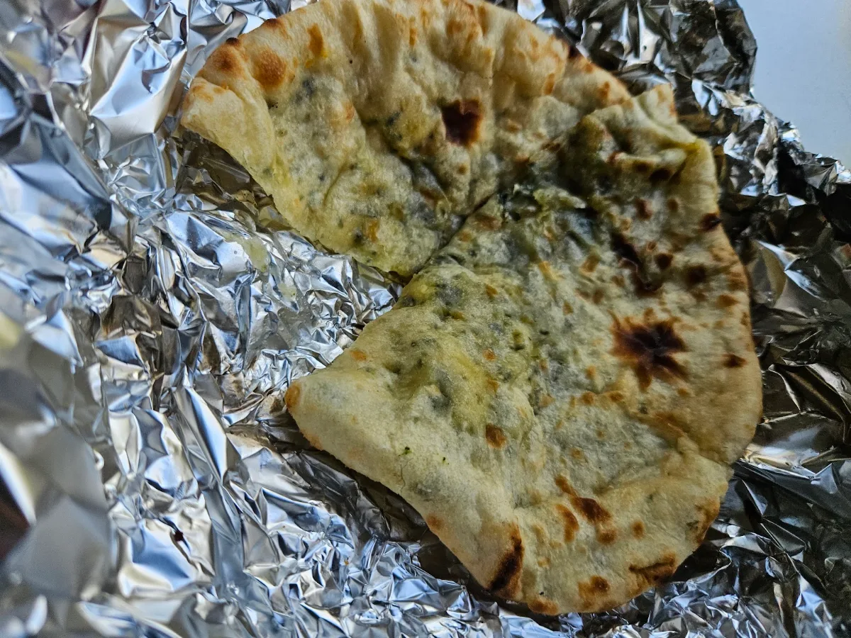 Spinach and Cheese Naan, India Garden