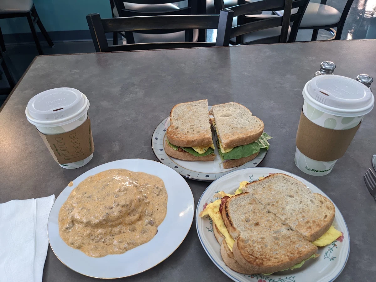 Biscuits and Gravy and Egg Sandwich