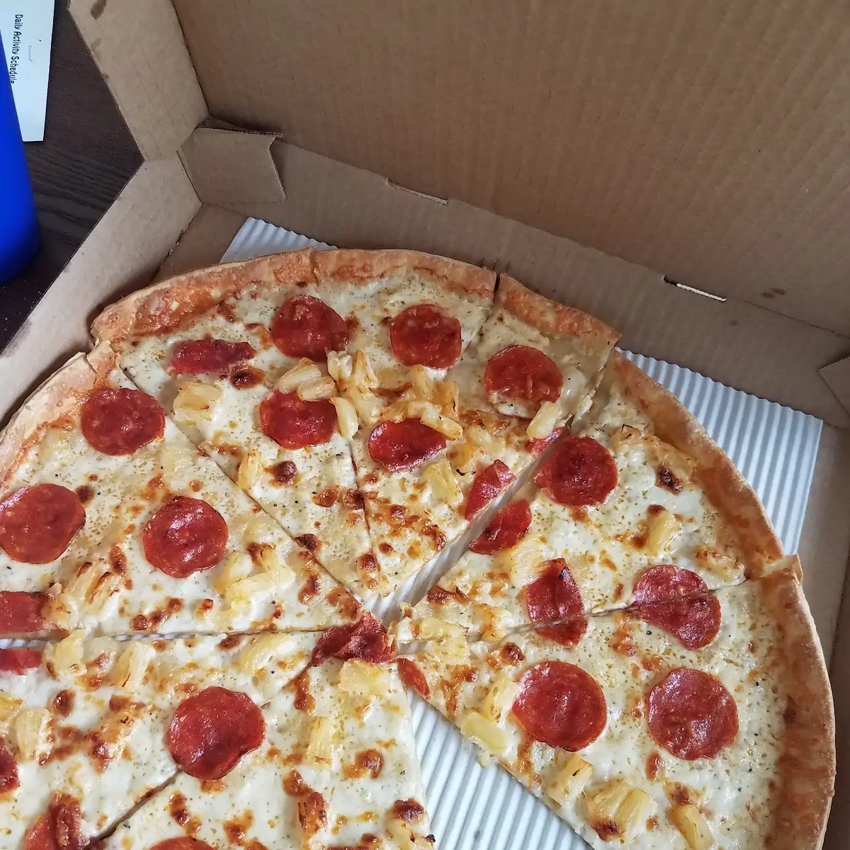 Thin Crust Pepperoni Pineapple Pizza