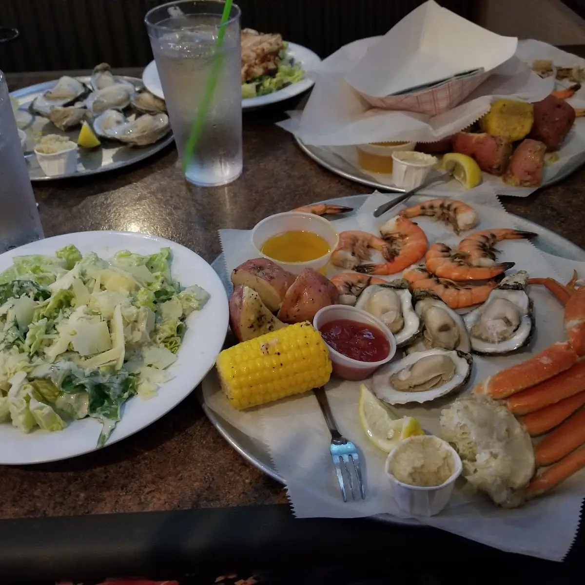 Seafood Platter and Ceaser Salad