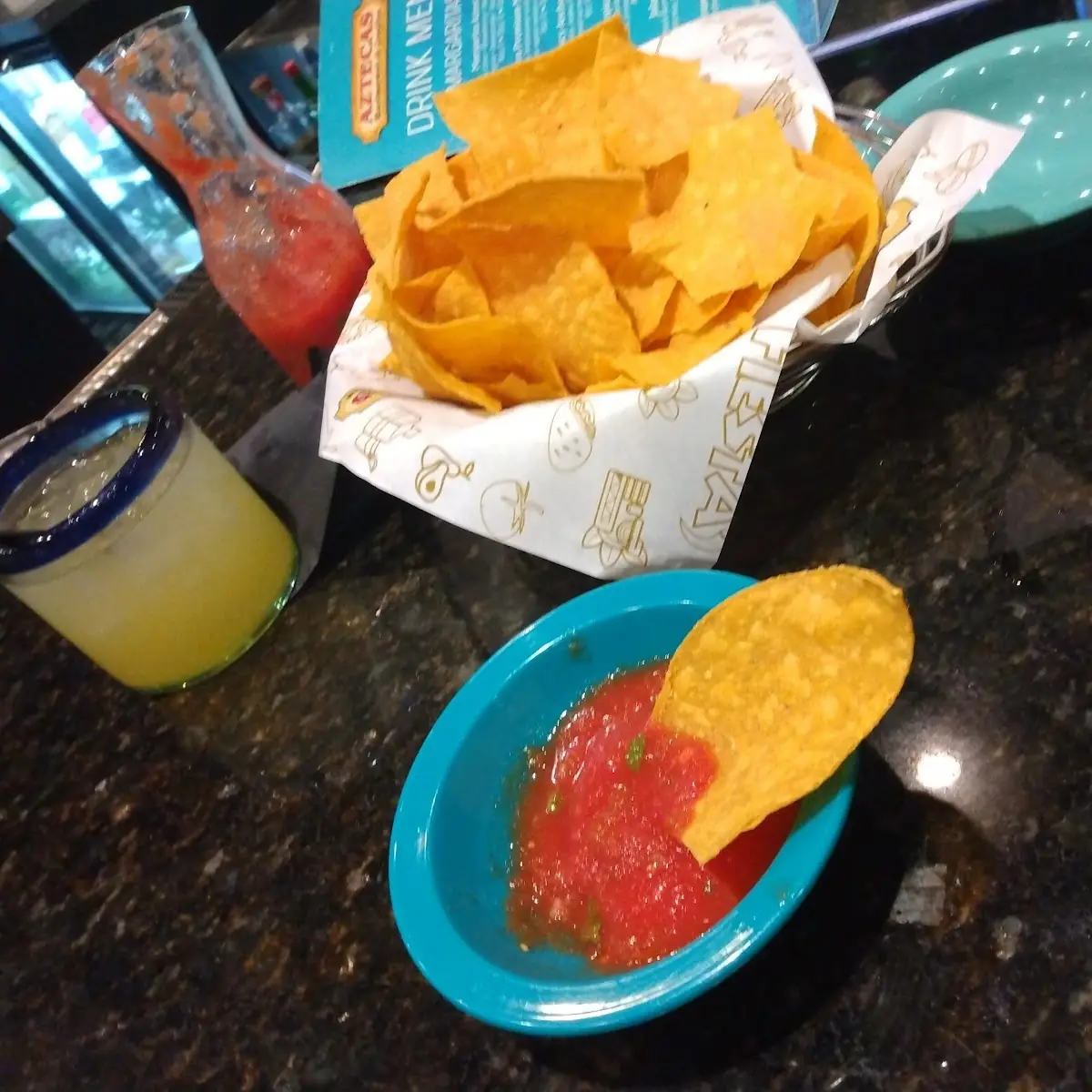 Chips and Salsa and Cheese Dip