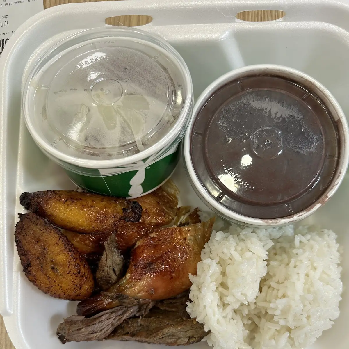 Roasted Chicken Rice Beans and Bread
