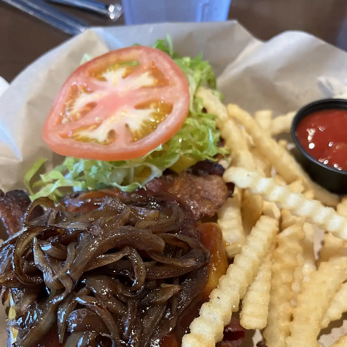 Burger with Grilled Onions