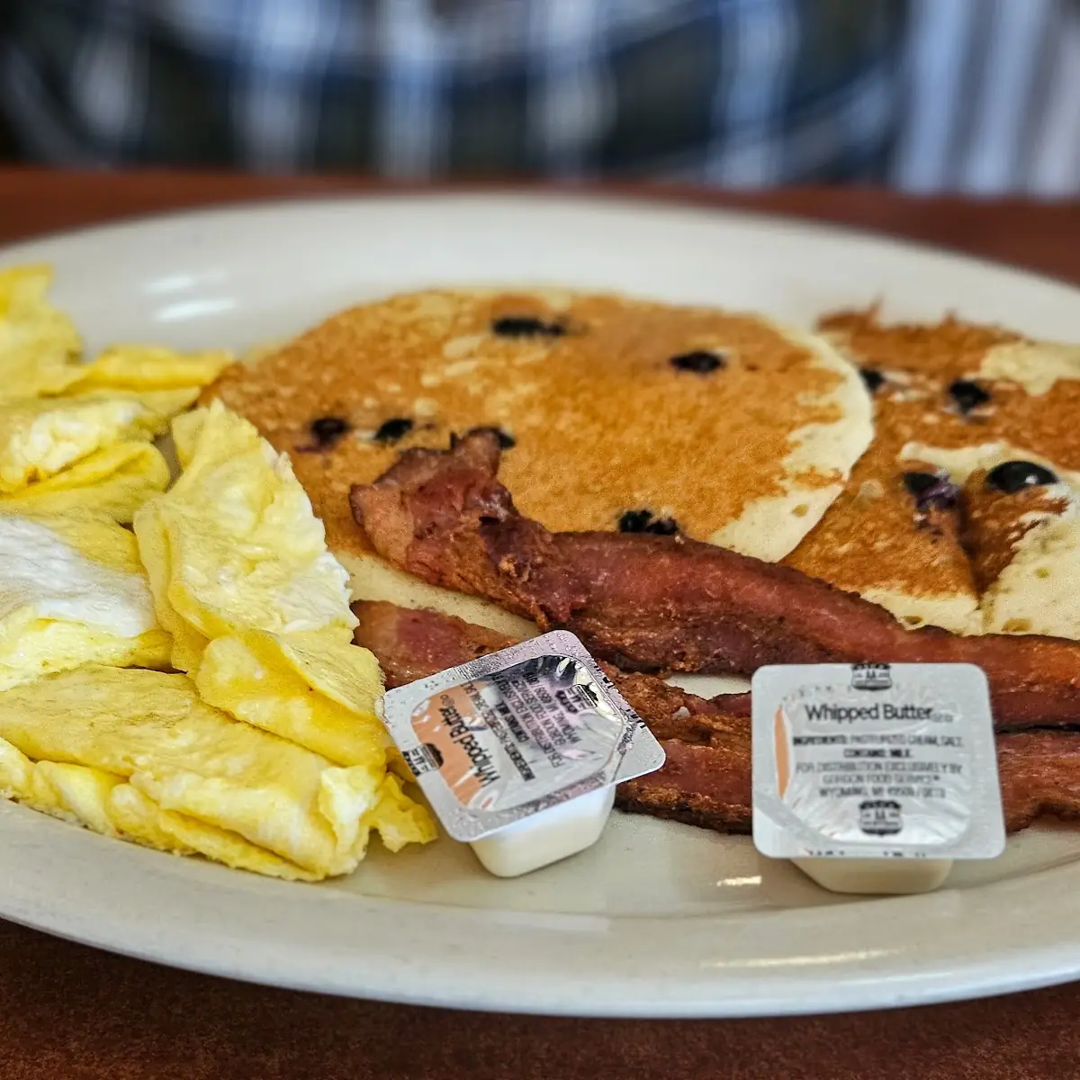 Blueberry Pancakes and Eggs